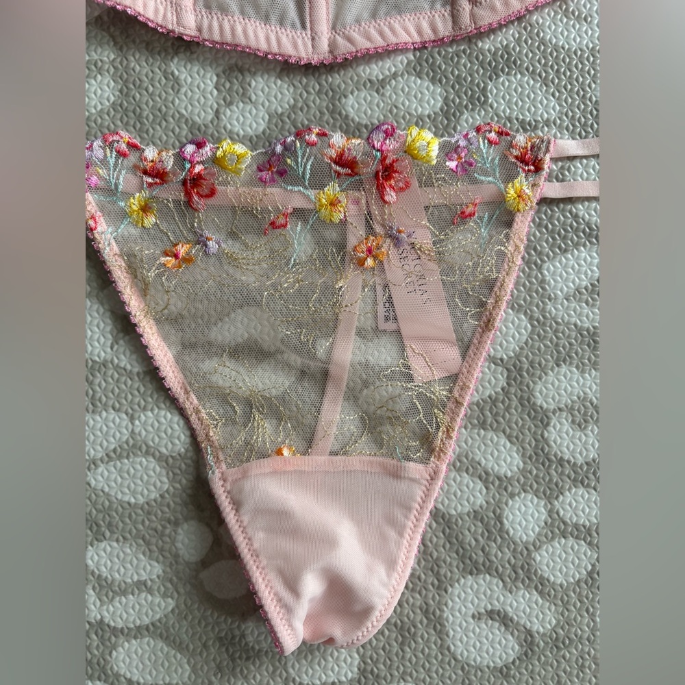 Victoria’s Secret Bloom Embroidery XL longline corset top and thong - Picture 3 of 6